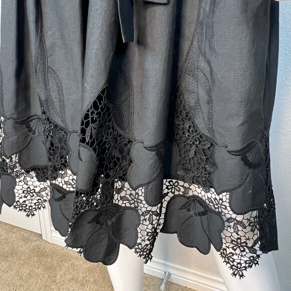 Shani Women’s Midi Dress Fit & Flare Poplin Lace Dark Romantic Black Size 4 - Picture 5 of 7